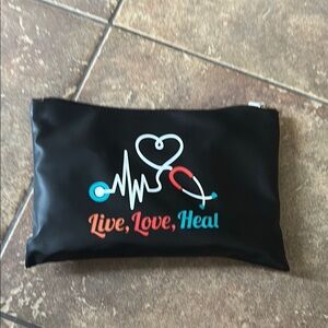 Black Pouch with Heartbeat Design